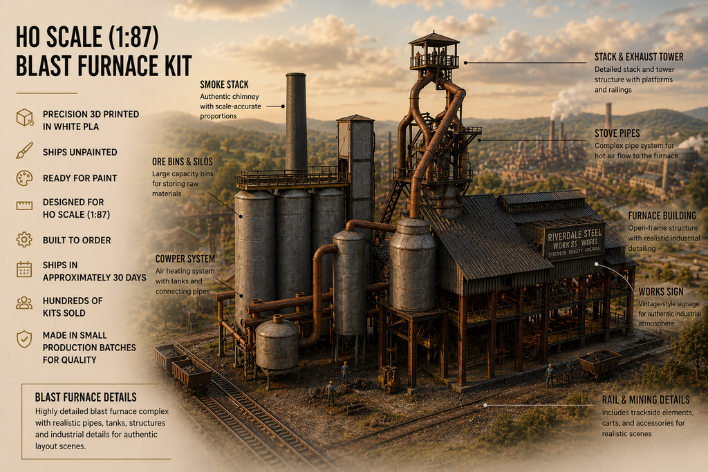 Choose Your HO Scale Blast Furnace & Get a FREE Refinery Kit | Limited Pre-Launch Bundle (1:87)