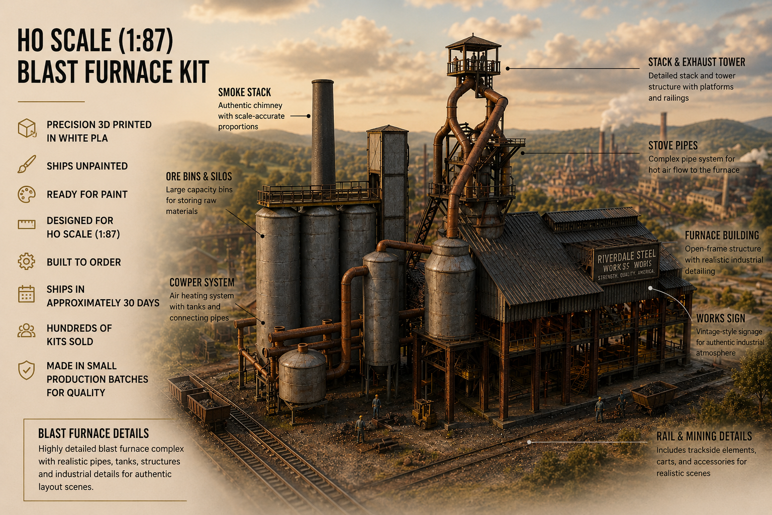 Choose Your HO Scale Blast Furnace & Get a FREE Refinery Kit | Limited Pre-Launch Bundle (1:87)