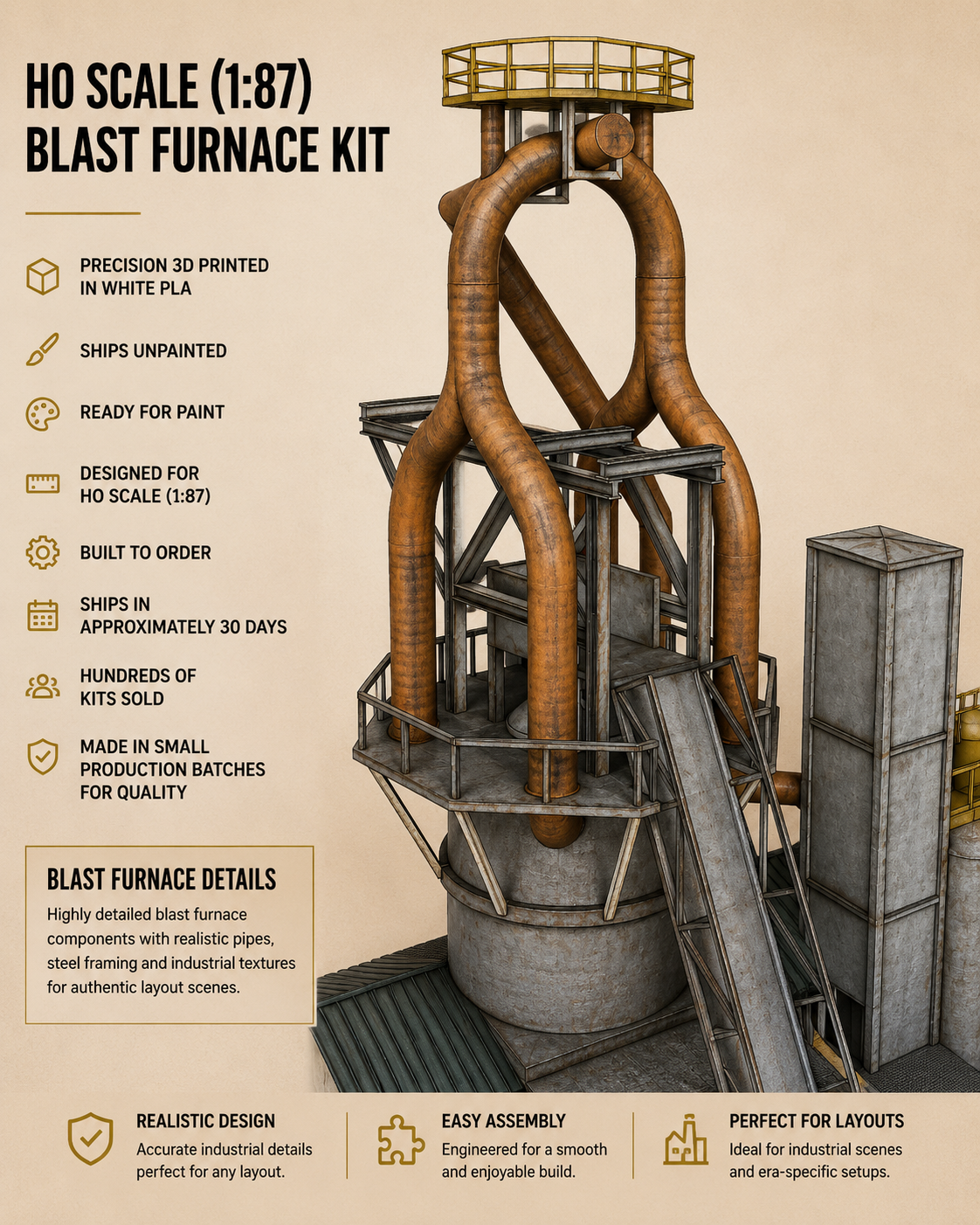 Choose Your HO Scale Blast Furnace & Get a FREE Refinery Kit | Limited Pre-Launch Bundle (1:87)