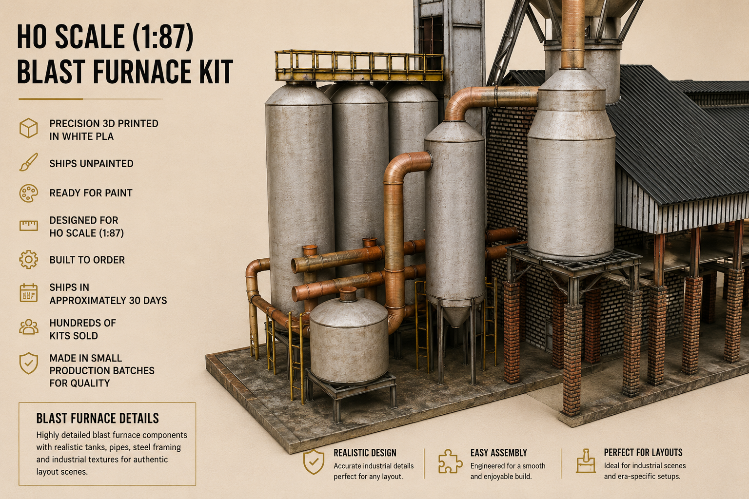 Choose Your HO Scale Blast Furnace & Get a FREE Refinery Kit | Limited Pre-Launch Bundle (1:87)
