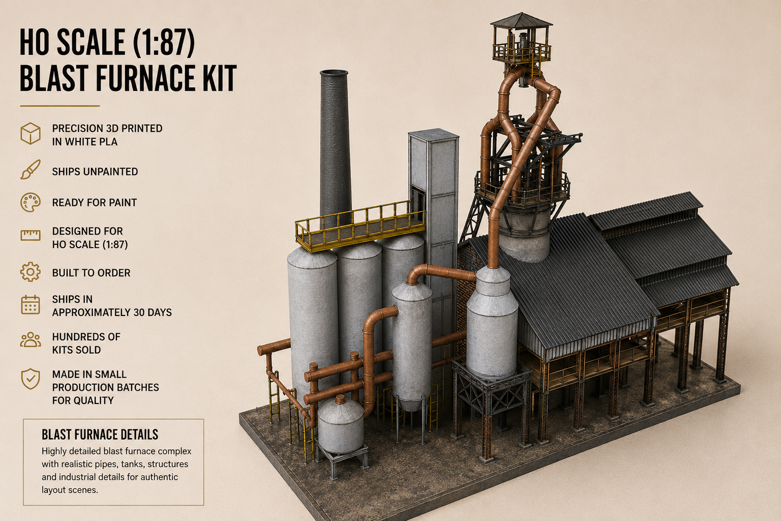 Choose Your HO Scale Blast Furnace & Get a FREE Refinery Kit | Limited Pre-Launch Bundle (1:87)