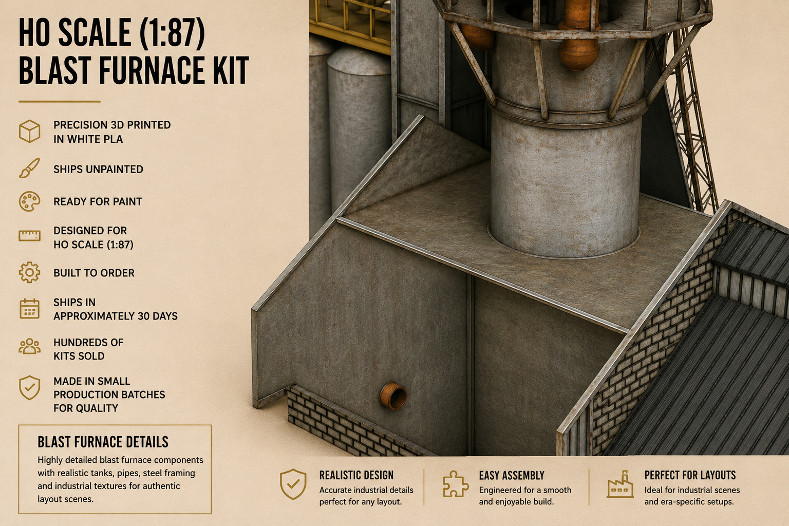Choose Your HO Scale Blast Furnace & Get a FREE Refinery Kit | Limited Pre-Launch Bundle (1:87)